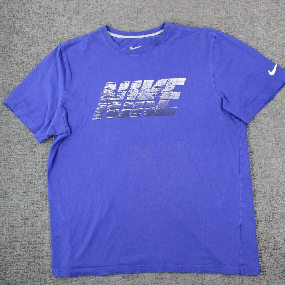 Nike Mens Regular Fit Graphic T-Shirt Blue Cotton XL Distressed Logo Tee